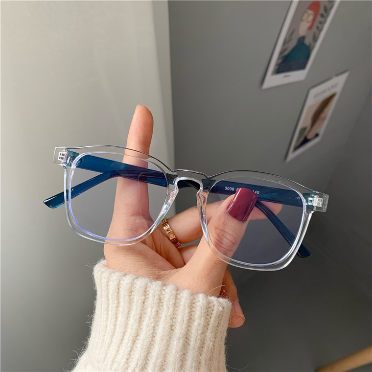 Retro square transparent glasses frame tide of male artistic harbor wind network red face personalized anti-blue flat mirror degree