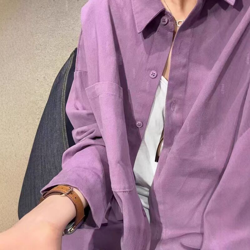 French Purple Shirt for Women Spring & Fall New Style Loose High-End Design Niche Petite Layered Top Jacket French Purple Shirt for Women Spring & Fall New Style Loose High-End Design Niche Petite Layered Top Jacket