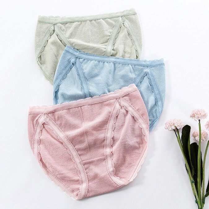 Youzhi Panties Ladies Modal Mid Waist Lace Lace Thigh Girdle Breathable Silk Bottom Crotch Triangle Shorts