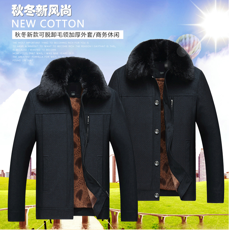 Áo khoác lông cho cha trung niên và người già Áo khoác nam 60 tuổi Quần áo 80 ông nội cộng với áo khoác cotton nhung dày áo gió nam đẹp