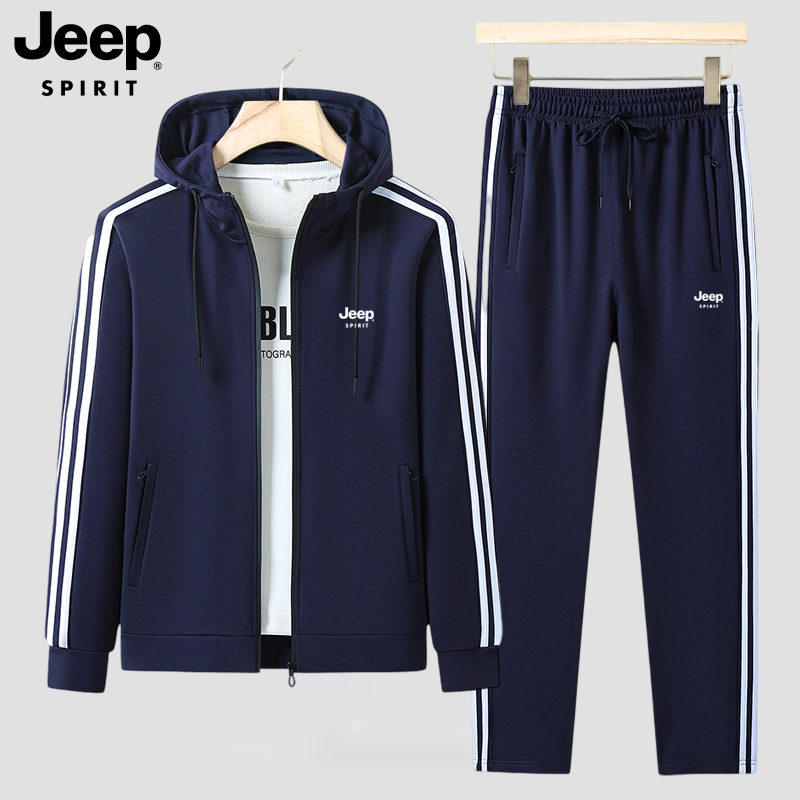 Jeep Jeep Sports Suit Men's Hooded 2025 Autum New Three-Stripe Casual Running Sportswear Two-Piece Set Jeep Jeep Sports Suit Men's Hooded 2025 Autum New Three-Stripe Casual Running Sportswear Two-Piece Set