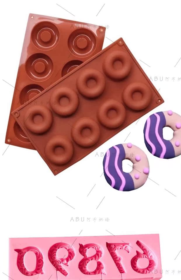 Nổi kỹ thuật số Lollipop Silicone kẻ sọc Waff 8 Ngay cả bánh rán fondant Bánh sô cô la trang trí khuôn - Tự làm khuôn nướng khuôn làm kem que