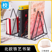 Nordic simple wrought iron bookshelf bookcase Desktop desk bookcase Simple student creative storage book stand office book holder