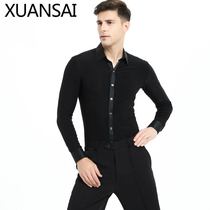 New black long sleeve shirt adult male Latin dance practice modern dance costume square dance jacket