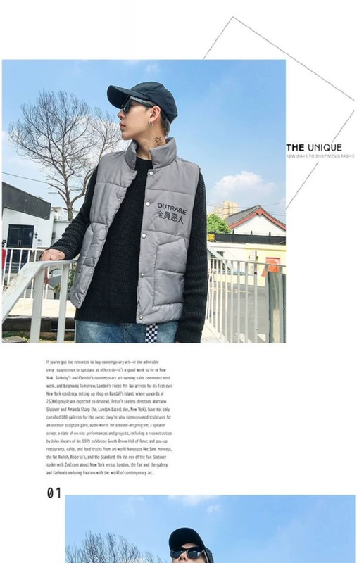 Áo vest cotton nam mùa thu đông phiên bản Hàn Quốc áo khoác không tay nam và nữ đầy đặn vest khoác nam