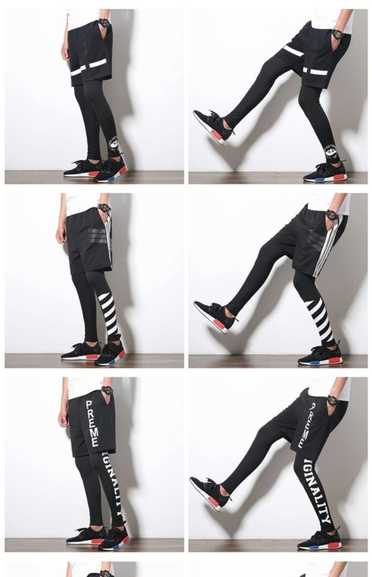 Không gian cotton nam quần legging giả quần legging giả hai mảnh phù hợp với nam chạy bộ Đặng Chao Zheng Kai với quần bó sát co giãn quần kaki túi hộp