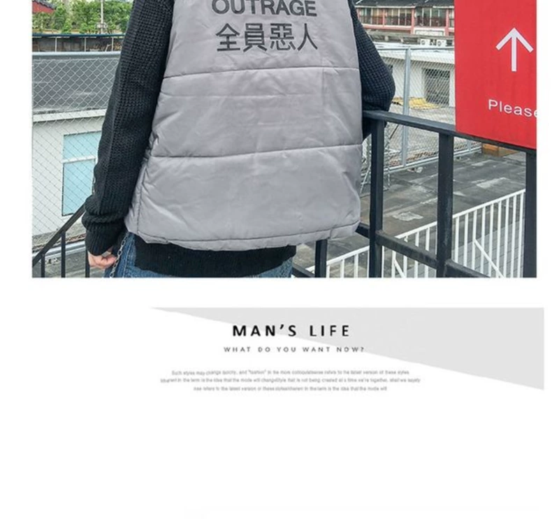 Áo vest cotton nam mùa thu đông phiên bản Hàn Quốc áo khoác không tay nam và nữ đầy đặn vest khoác nam