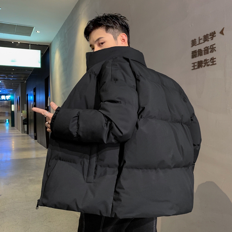 Men's Cotton-Padded Jacket, New Autumn and Winter Style, Cool and Stylish, Cold-Proof, Thickened, Warm, Solid Color Jacket, Handsome Stand-Up Collar Coat