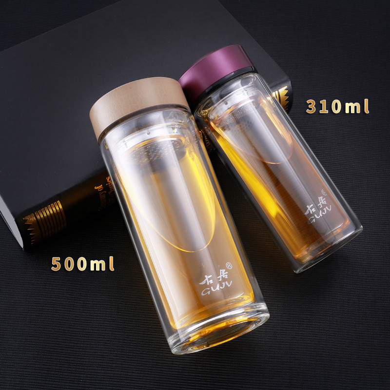 Bán buôn double-layer glass xách tay cách nhiệt quảng cáo trà cup nam giới và phụ nữ cốc nước quà tặng custom made in logo