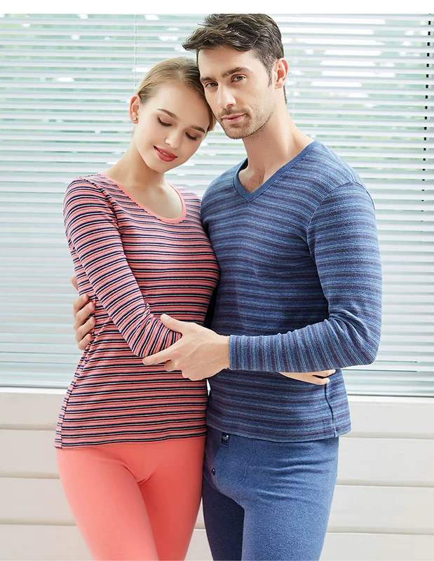 Shile cotton nam đồ lót nhiệt set đồ trung niên cotton mùa thu quần dài quần cotton dày cơ thể áo len nữ