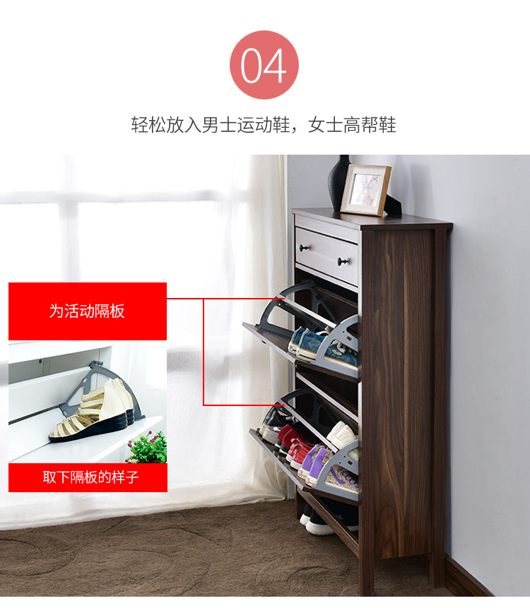 Bắc Âu hiện đại nhỏ gọn mỏng sảnh giày đỉnh tủ khóa tủ với ngăn kéo Hemnes Walnut Lối Nội - Buồng tủ giay dep