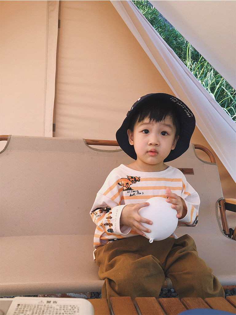 MINIV KIDS super white ~ autumn baby striped graffiti T-shirt baby cartoon bottoming shirt pullover long-sleeved t