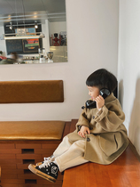 Does not support return MINIV KIDS classic return ~ 100 wool baby British style double-sided woolen coat