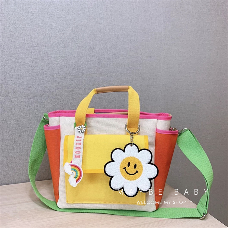 South Korea Ins mommy bag Canvas Hand Carry Diagonal Satchel Multifunction Large Capacity Mother & Baby Bag Out of Mom Package