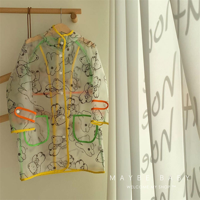 Korean ins children's raincoat primary school students with schoolbags full body waterproof cartoon kindergarten poncho suit