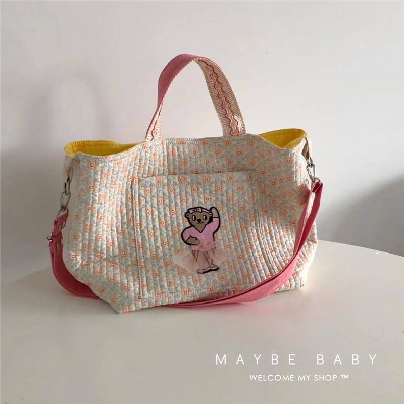 South Korean Ins cartoon Little Bear Flowers Mommy Bag Out of Inclined Satchel Multifunction Single Shoulder Bag Containing Mother & Baby Handbag