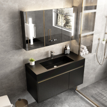Light luxury rock slab bathroom cabinet combination modern simple bathroom toilet washstand set wash basin mirror cabinet