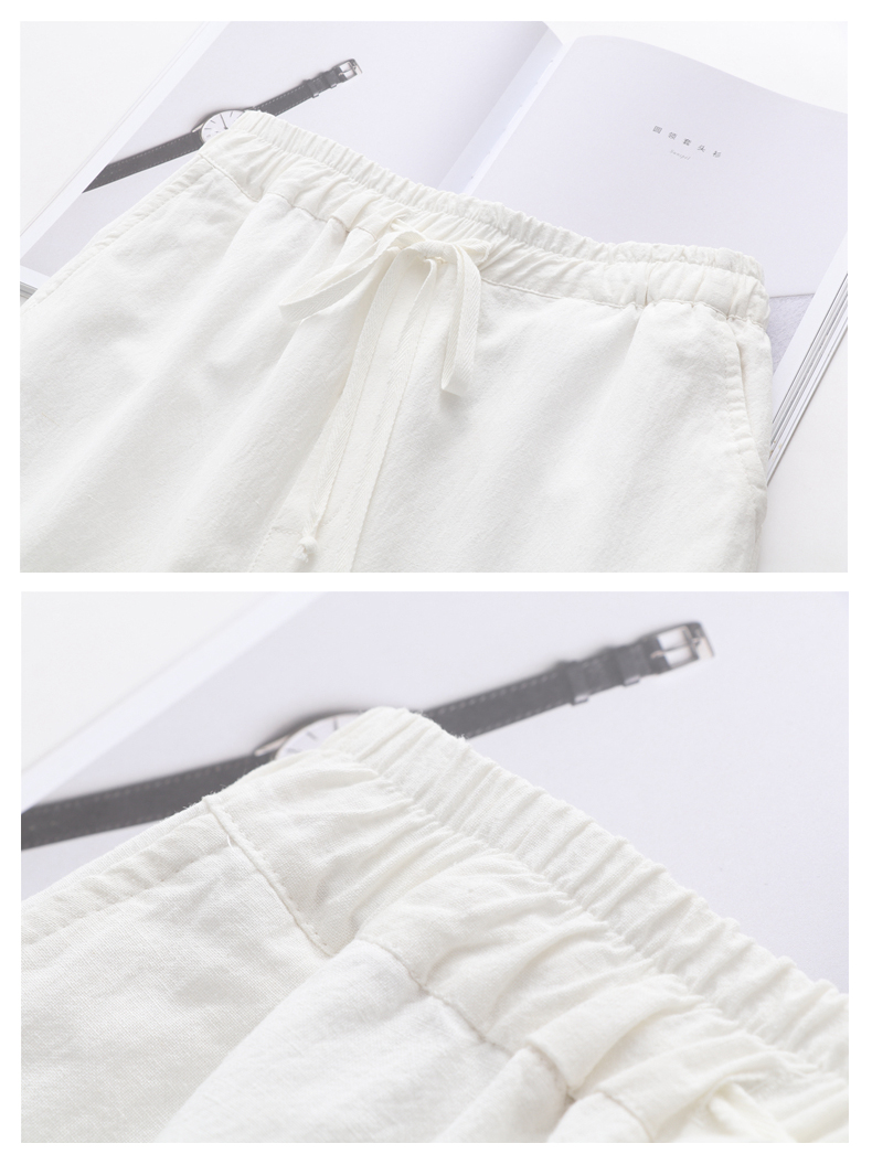 Quần cotton và vải lanh chín quần mỏng phần rộng có độ co giãn ở eo là quần mỏng thường xuyên quần harem nữ 2019 xuân hè - Quần Harem mua quần áo