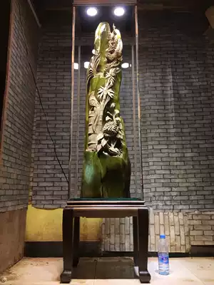 Hot sale authentic Sichuan gloomy golden silk nanmu landscape carving wood carving four gentlemen specifications long 50 thick 39 High 188