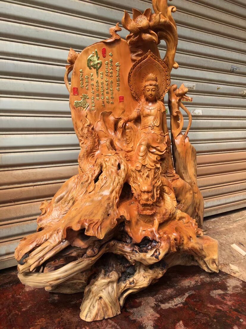 Yuzhu Yu Long Yuelong Yuan Yuexing Chen Chenghuang Root Engraving Parts Living Room for Craft Gifts Decorated Wood Carved Handicrafts