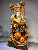 Hot selling for millennia of old incense Zhangmu overall engraving Wulian Guanyin Buddha root sculpted pendulum pieces dedicated to wood carving handicraft