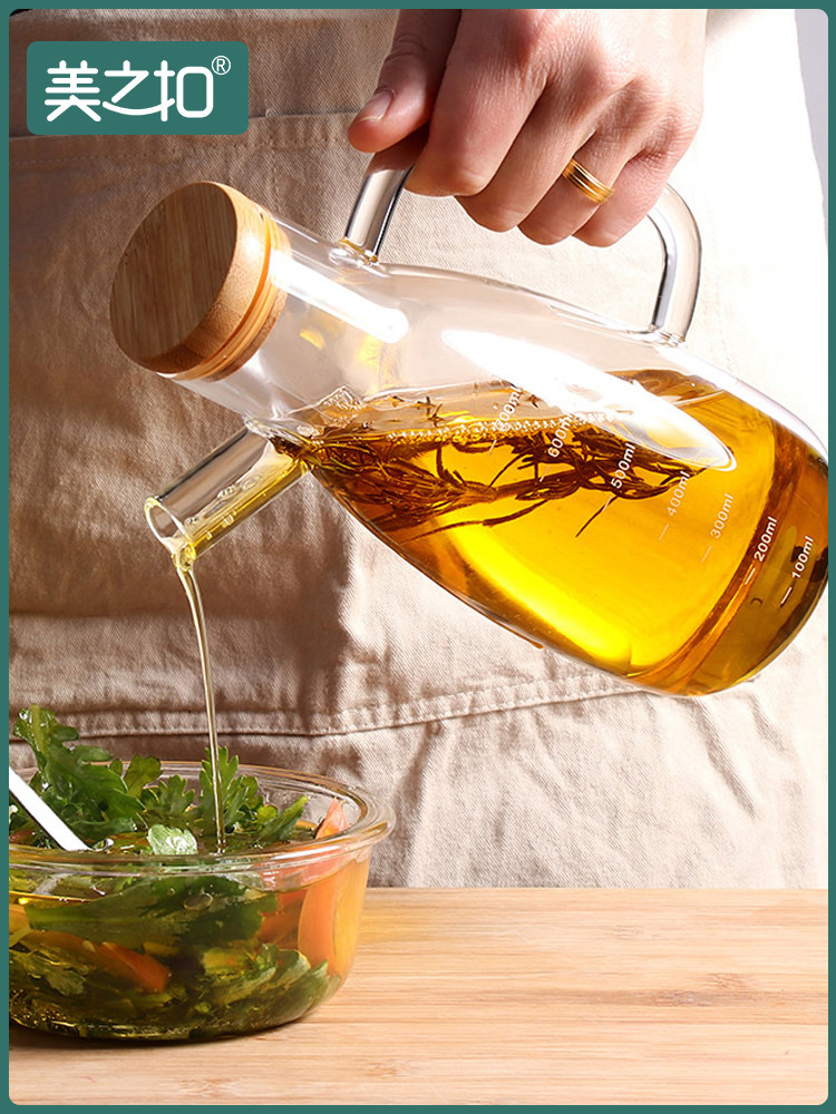 Kitchen oil pot Household oil bottle Oil tank Glass transparent leak-proof soy sauce bottle Vinegar bottle set Oil vinegar bottle bottle supplies