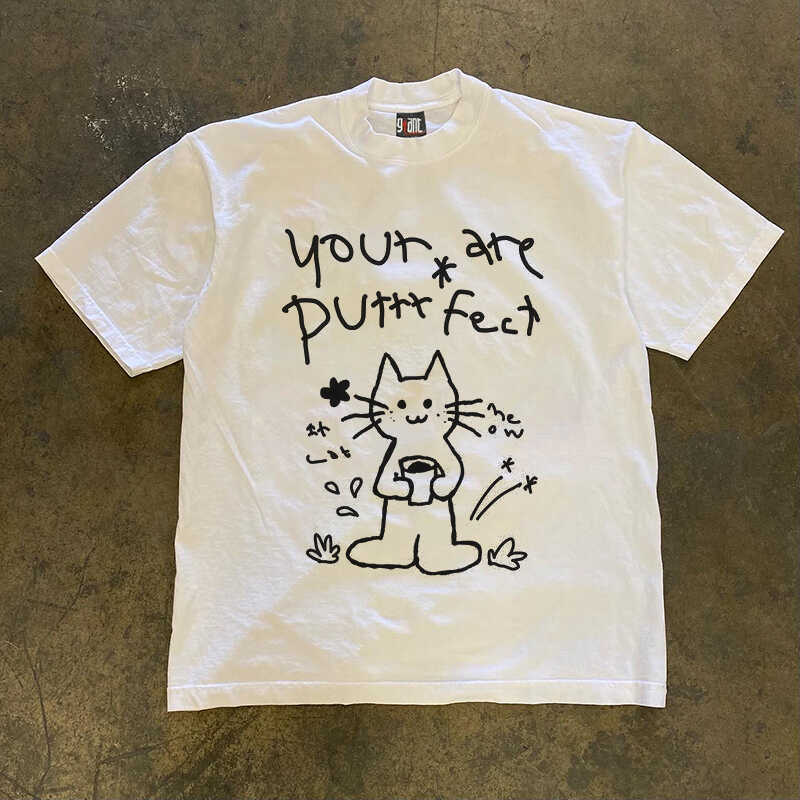 Igeumm You Are so Perfect 260g Heavyweight Short-Sleeved T-Shirt Hong Kong Style Niche Design Unisex Couple Top Igeumm You Are so Perfect 260g Heavyweight Short-Sleeved T-Shirt Hong Kong Style Niche Design Unisex Couple Top