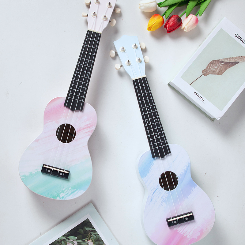 Ukulele Beginner Boys and Girls Students Children High Value Introductory Instrument Little Guitar Small Fresh Graffiti Painting