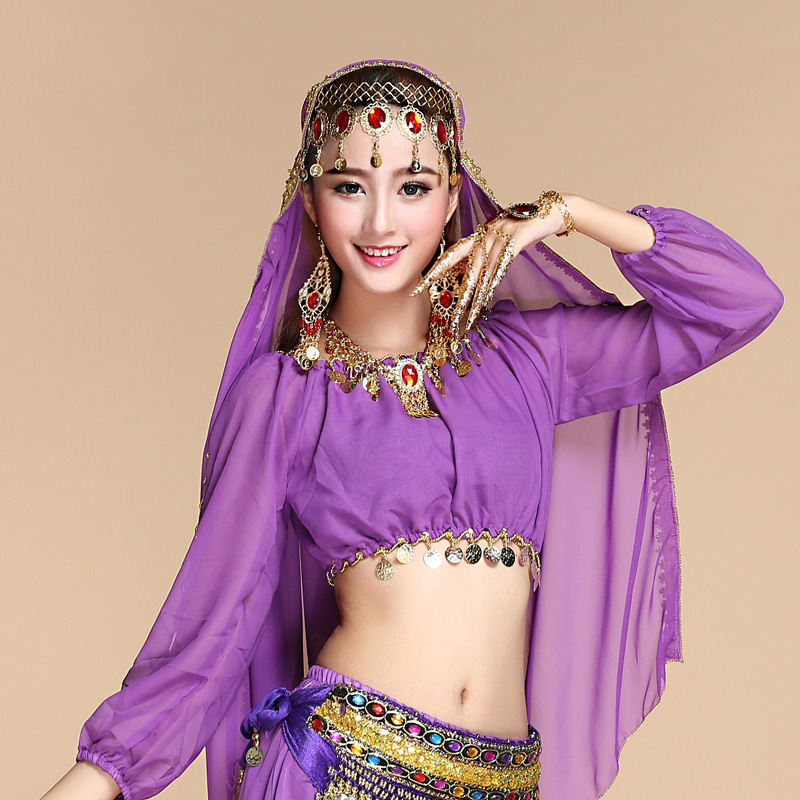 Belly dance accessories veil turban Indian dance jewelry dance performance veil hand throwing towel sequins gold rim turban female