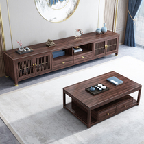 New Chinese style ebony wood TV cabinet slate coffee table combination small apartment simple light luxury modern Chinese living room furniture