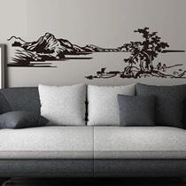 Landscape pastoral Chinese ink painting study living room sofa background wall stickers office conference room stickers