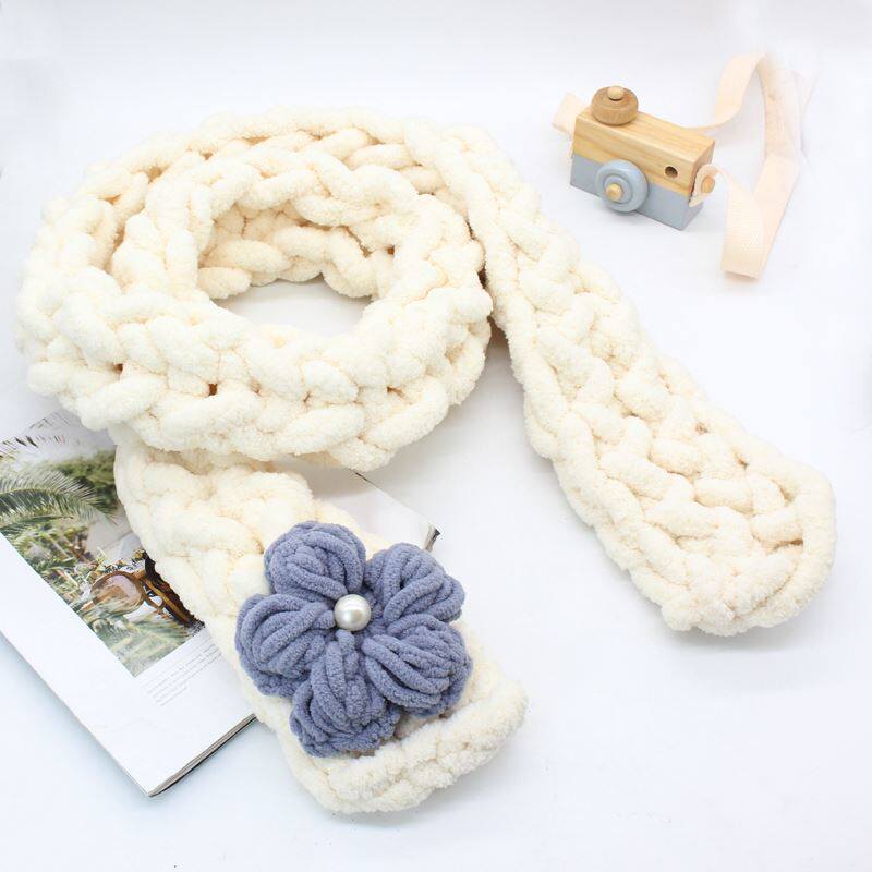 Finger-knitted scarves women winter self-woven men's diy hand woven rice white soft glutinous coarse wool wire material bag