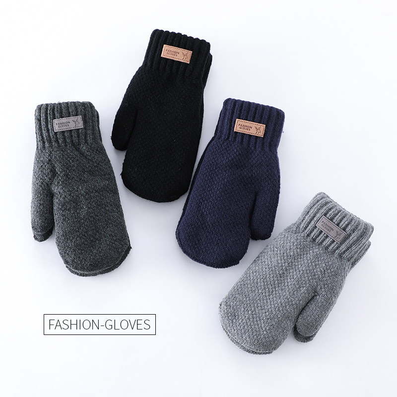 Gloves Men Winter winter warmth and velvety cotton gloves Men's anti-chill windproof Even finger wool thickened Korean version trending