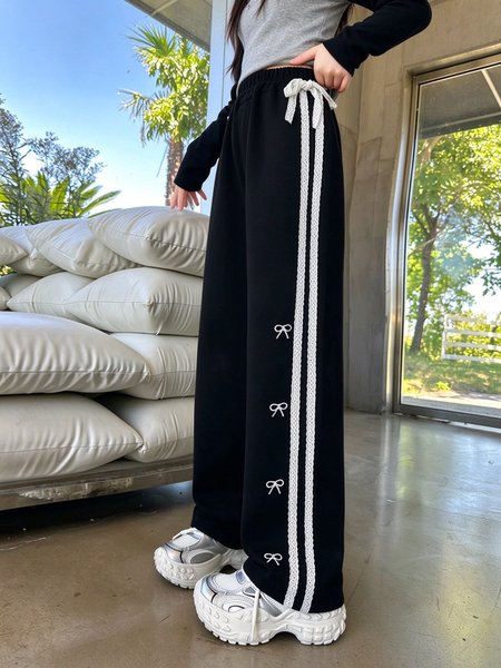 Black Pants for Girls 2026 Autumn and Winter New Style Casual Straight Pants for Girls, Loose Wide-Leg Pants for Older Children — 5