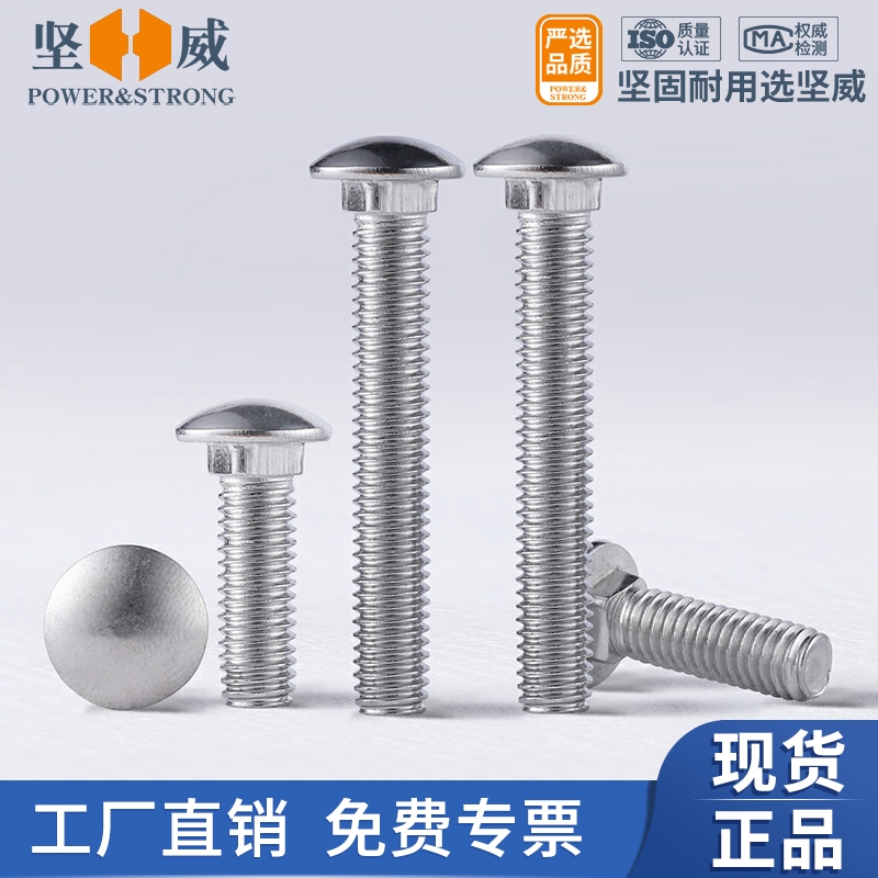 304 stainless steel wagon screw semi-round head square neck bolt flat head shelf screw M4M6M8-M12