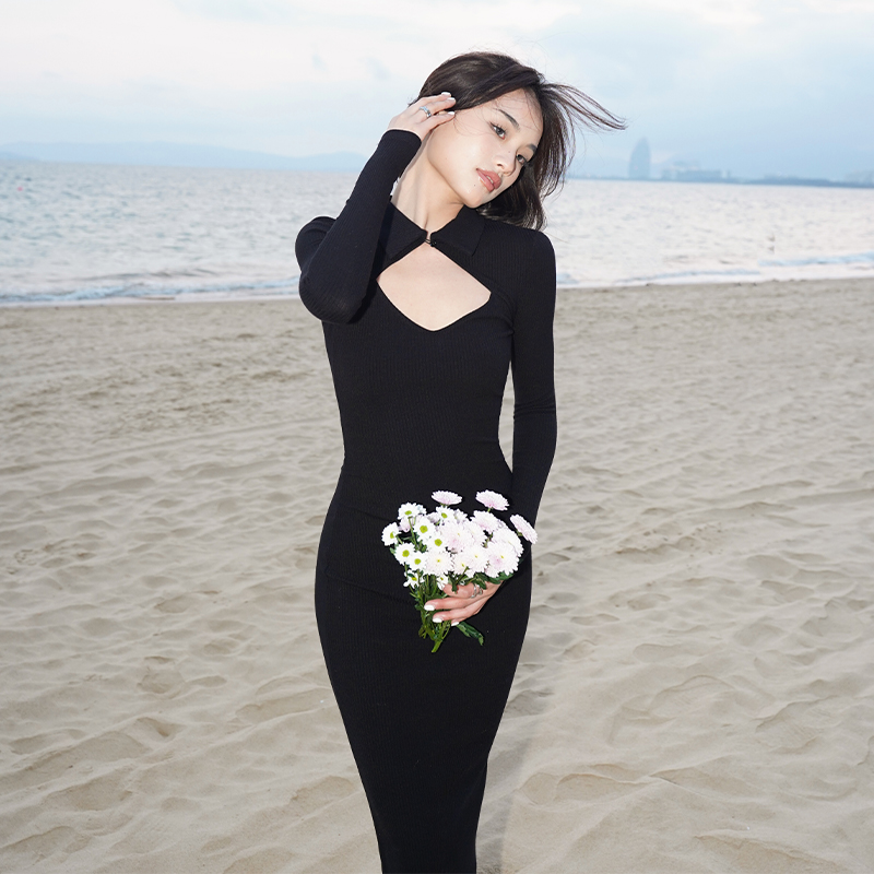 LEIYU knitted tight dress women's 2022 spring new slim retro sexy package hip European and American ins midi skirt