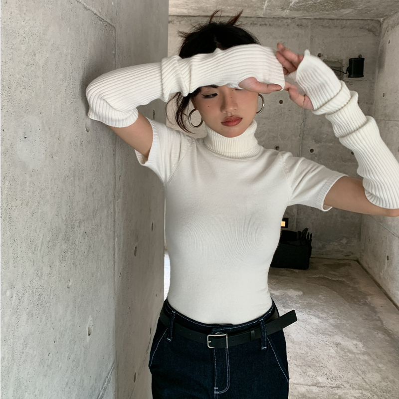 LEIYU High collar design Sensation Sweater Woman 2021 Autumn Winter New Heaters Spice Girls outwear knit bottom blouses