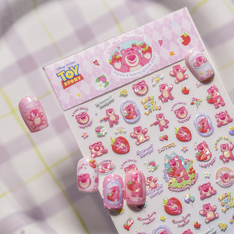 Disney & Tomoni Official Collaboration Strawberry Bear Nail Stickers New Cartoon Japanese Style Premium Nail Stickers