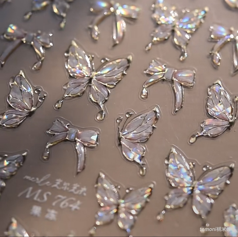 Shell Light Illusion Butterfly Nail Stickers Tomoni Laser Butterfly Pure Desire Butterfly High-End Butterfly Nail Stickers