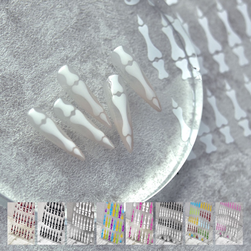Spicy Girl Style Cat Claw Bone Nail Stickers New Thin Transparent Personalized Weathered White Bone Finger Adhesive Nail Stickers