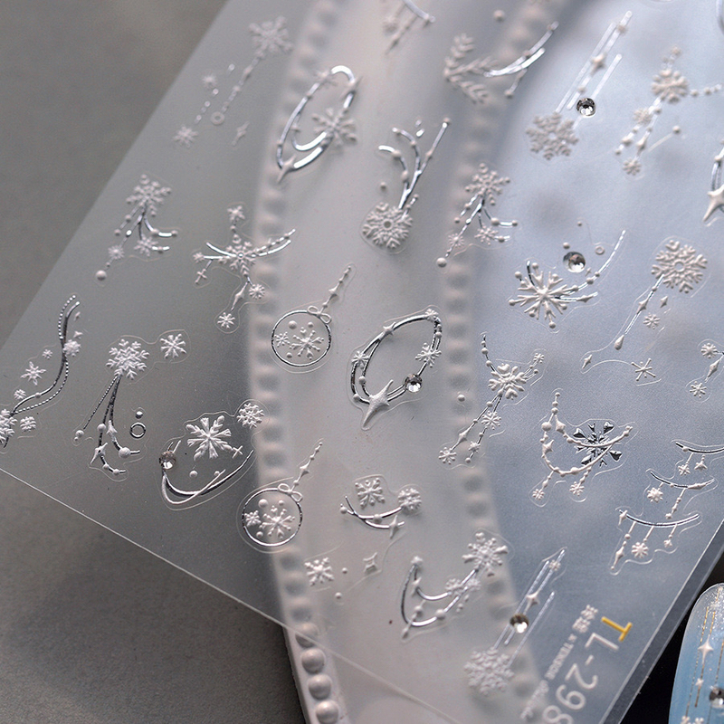 Crystal Diamond Crystal Clear Ice Crystal Snowflake Nail Stickers Beautiful and Romantic High-End Winter White Snowflake Nail Stickers