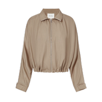 (Simplified Aesthetics) Masfil 2024 Autumn New Metal Zipper Drawstring Jacket Shirt Jacket Women