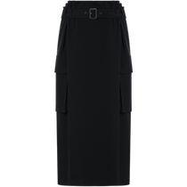 (Simplified Aesthetics) Marsfield’s new autumn black workwear style buttoned waist skirt