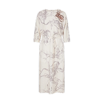 (Artist Inspiration) Masfiel 2024 Autumn New Arrival Art Ink Print Embroidery Waist Dress Women