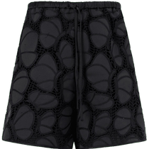 (Relaxed trousers) Masfil summer new black hollow embroidered straight casual shorts for women