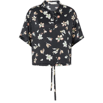 (Grade 6A mulberry silk) Masfil 2023 summer new style truncated satin silk pattern shirt for women