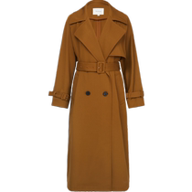 (Imported fabric from Italy) Masfil winter brown large lapel waist shearling windbreaker