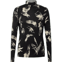 (Art Workshop) Masfiel fashionable temperament seagull contrast printed turtleneck slim bottoming sweater for women
