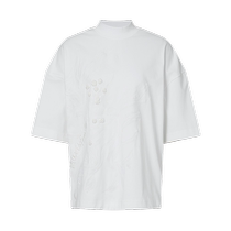 (Artist Inspiration) Masfiel 2024 new autumn ribbed collar embroidered white loose T-shirt top