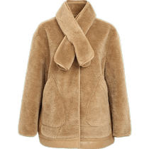 (Art Fashion Coat) Masfils new detachable scarf eco-friendly fur coat for women